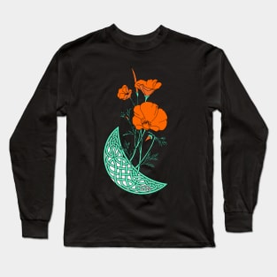 California Poppies with Pictish Moon Bloom Long Sleeve T-Shirt